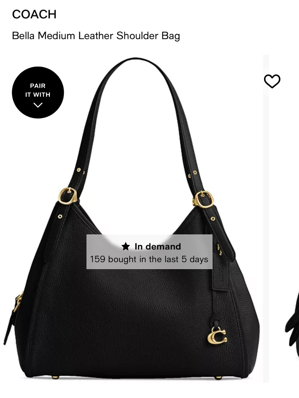 Coach Bella Medium Leather Shoulder Bag